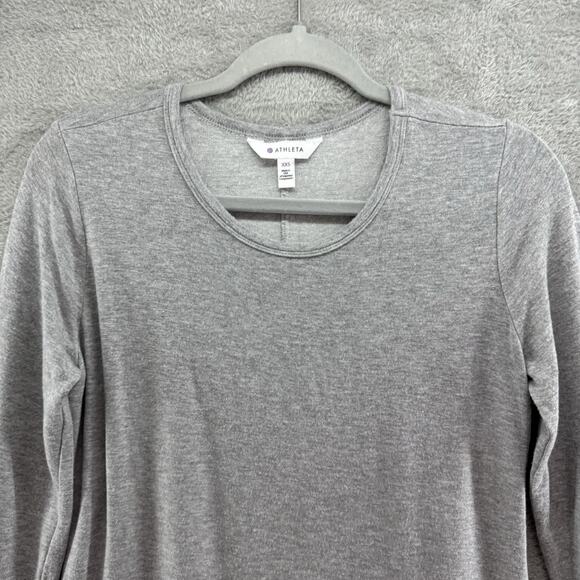 Athleta Dress Womens XXS Gray Terry Mini Cut Out Long Sleeve Crew Neck Stretch - Picture 3 of 12